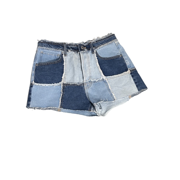 Wild Fable Denim Patchwork Shorts Size 8 Blue - Picture 1 of 10